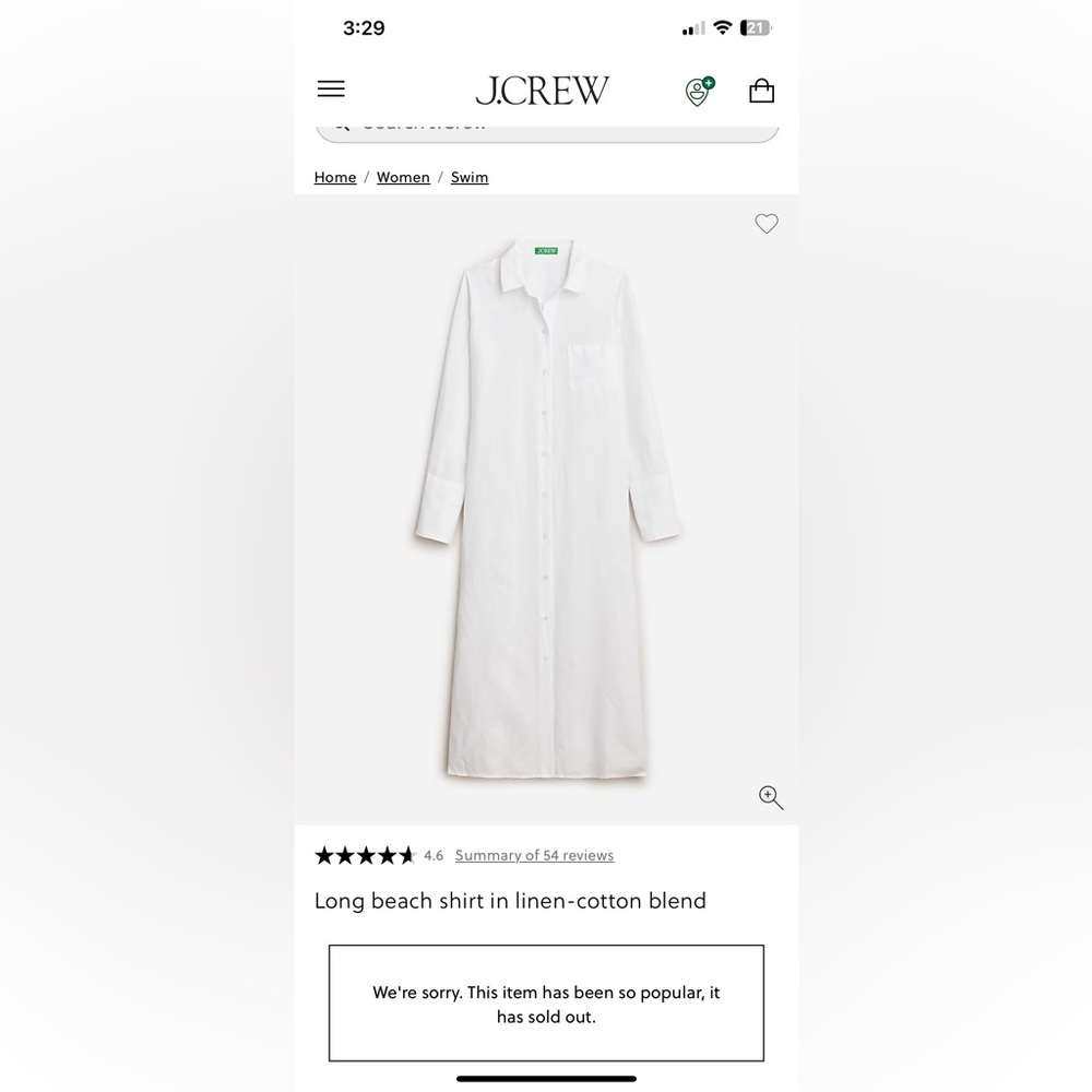 J. Crew Classic White Long Sleeve Dress